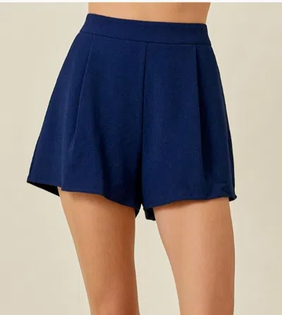 Day + Moon Crepe Highwaisted Shorts In Navy In Blue