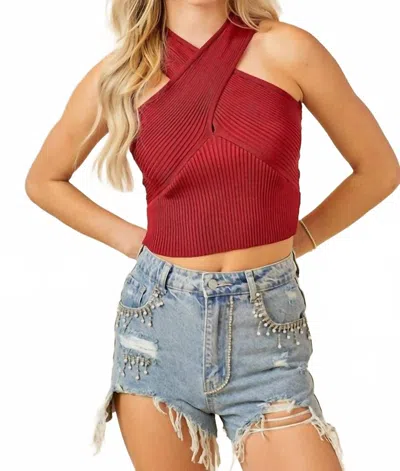 Day + Moon Cross It Up Top In Garnet In Multi