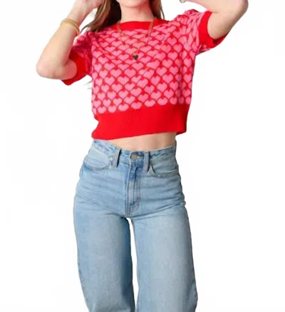 Day + Moon Cupid Cropped Sweater In Red In Multi