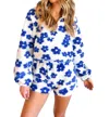 Day + Moon Daisy Sherpa Shorts In Blue In Blue