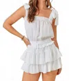 Day + Moon Darla Tie Strap Romper In White In White