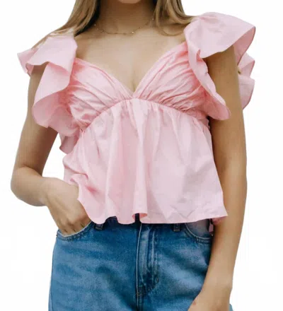 Day + Moon Day Dream Ruffle Top In Pink