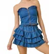 Day + Moon Dayton Strapless Top In Denim In Blue