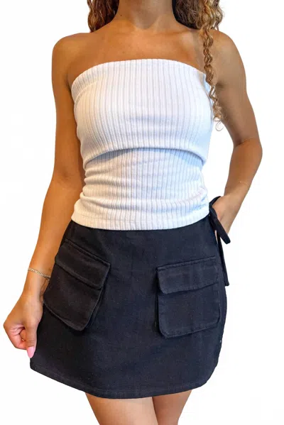 Day + Moon Denim Wrap Skort In Black In Blue