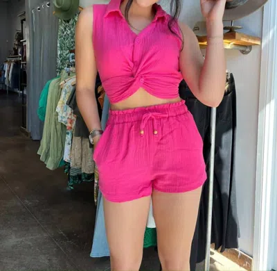 Day + Moon Elastic Waist Short In Pink