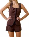 Day + Moon Ember Button Front Romper In Brown In Brown