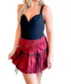 Day + Moon Emerson Balloon Mini Skirt In Maroon In Multi