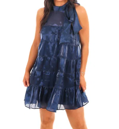 Day + Moon Falling Behind Halter Neck Mini Dress In Navy In Blue