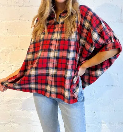 Day + Moon Favorite Flannel Top In Red In Multi