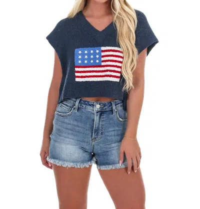 Day + Moon Firecracker American Flag Sweater Vest In Navy In Blue