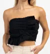Day + Moon Flirty Ruffled Tube Top In Onyx In Black