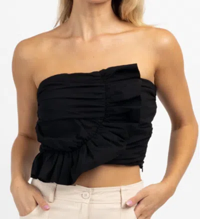Day + Moon Flirty Ruffled Tube Top In Onyx In Black