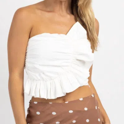 Day + Moon Flirty Ruffled Tube Top In White