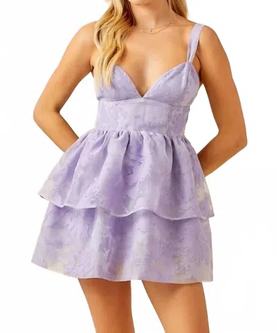 Day + Moon Floral Organza Tiered Romper Dress In Lavender In Purple