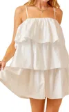 Day + Moon Flounce Tiered Sundress In White In White
