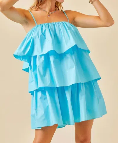 Day + Moon Flounce Tiered Ruffle Dress In Sky Blue