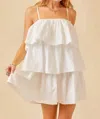 Day + Moon Flounce Tiered Sundress In White In White