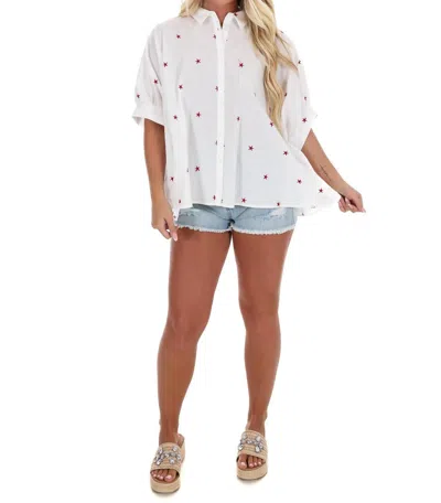 Day + Moon Freedom Threads Oversized Star Top In White