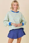 Day + Moon Fun And Stripes Weekender Sweater In Blue/butter In Multi