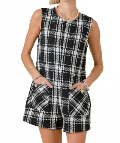 Day + Moon Gingham Romper In Black White