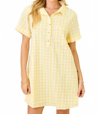 Day + Moon Gingham Shirt Dress In Lemon In Yellow