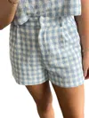 Day + Moon Gingham Shorts In Blue/white In Blue