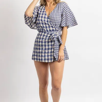 DAY + MOON GINGHAM WRAP ROMPER