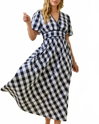 Day + Moon Go Sports Gingham Midi Dress In Black/white