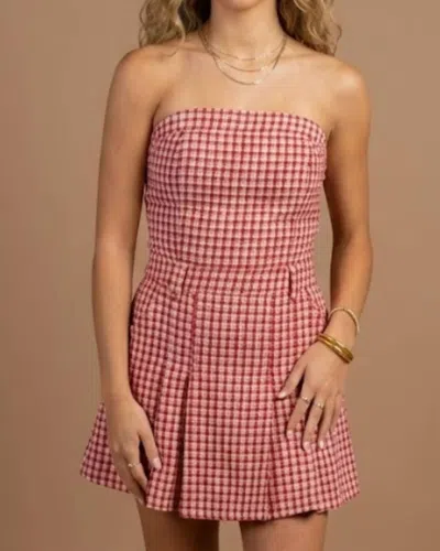 Day + Moon Go Team Checkered Mini Romper In Pink