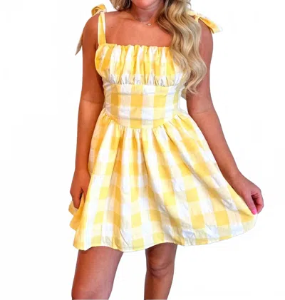 Day + Moon Golden Gingham Dress In Yellow