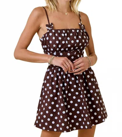 Day + Moon Good Drama Polka Dot Dress In Brown