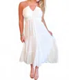 Day + Moon Haltered Ruched Midi Dress In White In White