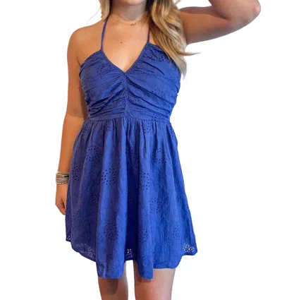 Day + Moon Hazy Smocked Mini Dress In Blue