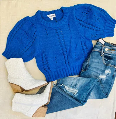 Day + Moon Ice Queen Cropped Sweater In Blue
