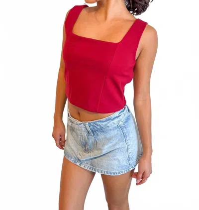 Day + Moon Isabella Square Neck Top In Crimson In Pink