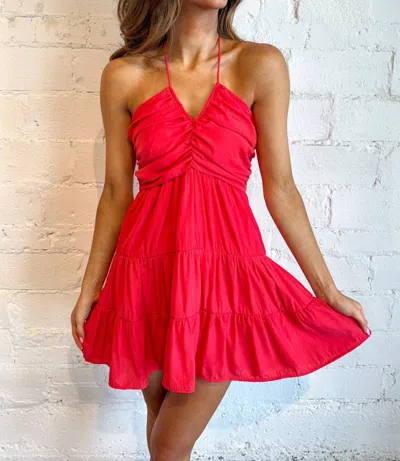 Day + Moon Izzy Halter Mini Dress In Red