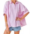 Day + Moon Jessica Striped Shirt In Pink In Pink