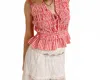 Day + Moon Jolie Smocked Top In Red Gingham In Multi