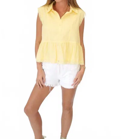Day + Moon Lace Trim Sleeveless Peplum Blouse In Butter Yellow