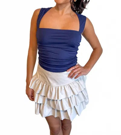 Day + Moon Lettie Ruffle Mini Skort In White