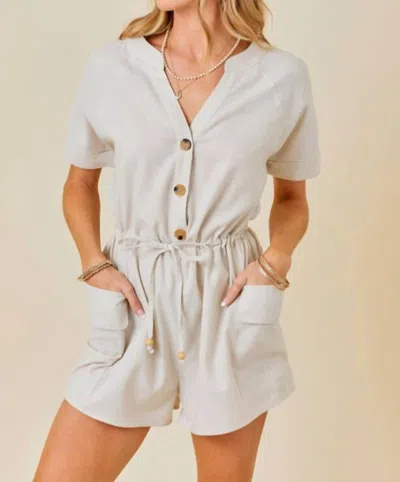 Day + Moon Linen Blend Romper In Beige
