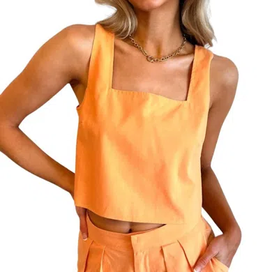 Day + Moon Linen Tank Top In Apricot Squeeze In Multi
