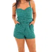 Day + Moon Love Me Anyway Sequin Tweed Romper In Green In Green