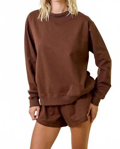 Day + Moon Madison Crewneck Sweatshirt In Chocolate In Transparent