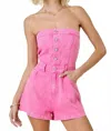 Day + Moon Marissa Strapless Romper In Pink In Pink