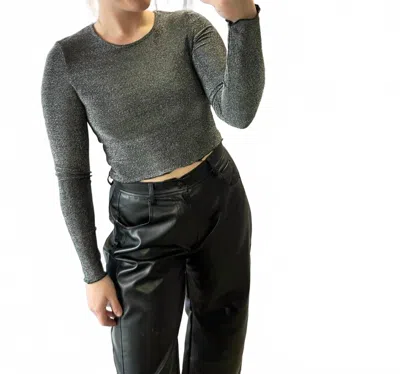 Day + Moon Metallic Long Sleeve Layer Top In Black In Multi