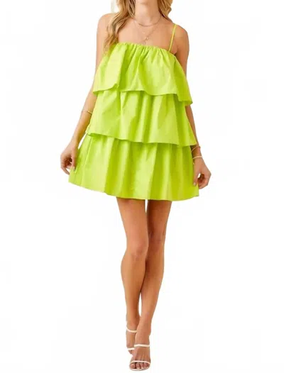 Day + Moon Natalie Tiered Ruffle Dress In Lime In Green