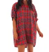 Day + Moon Need It All Plaid Shirt Dress In Red In Red