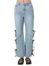 Day + Moon No Need To Worry Tie Detail Jeans In Washed Denim In Blue