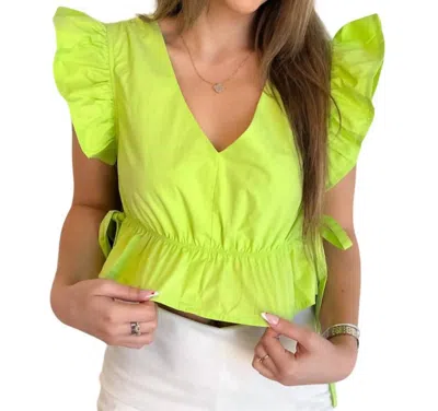 Day + Moon On The Horizon Top In Lime In Green